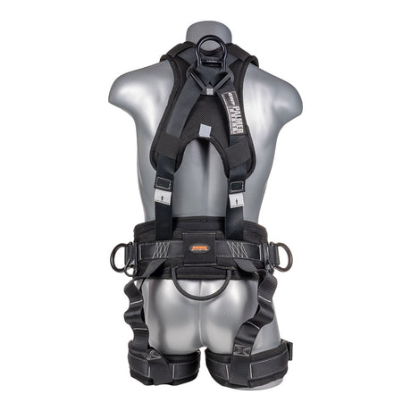 Akula™ Series Harness 5pt., Padded Back/Legs, QCB, Positioning Belt Side D-Rings, Back and Dual Front D-Rings, Black Palmer Safety