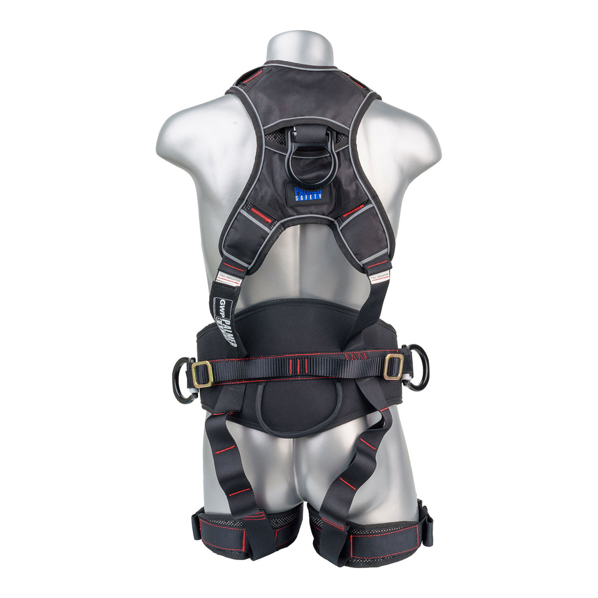Akula™ Series Harness 5pt., Padded Back/Legs, QCB, Positioning Belt Side D-Rings, Back and Dual Front D-Rings, Black Palmer Safety
