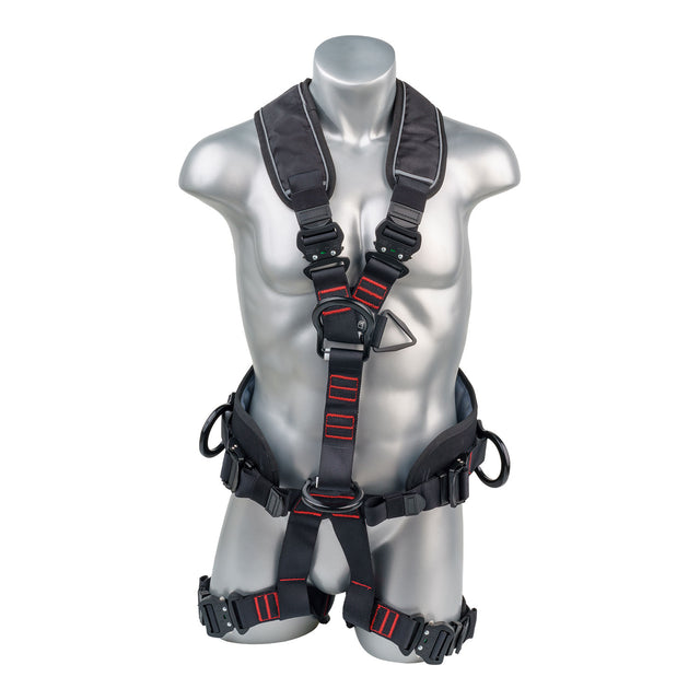 Akula™ Series Harness 5pt., Padded Back/Legs, QCB, Positioning Belt Side D-Rings, Back and Dual Front D-Rings, Black Palmer Safety