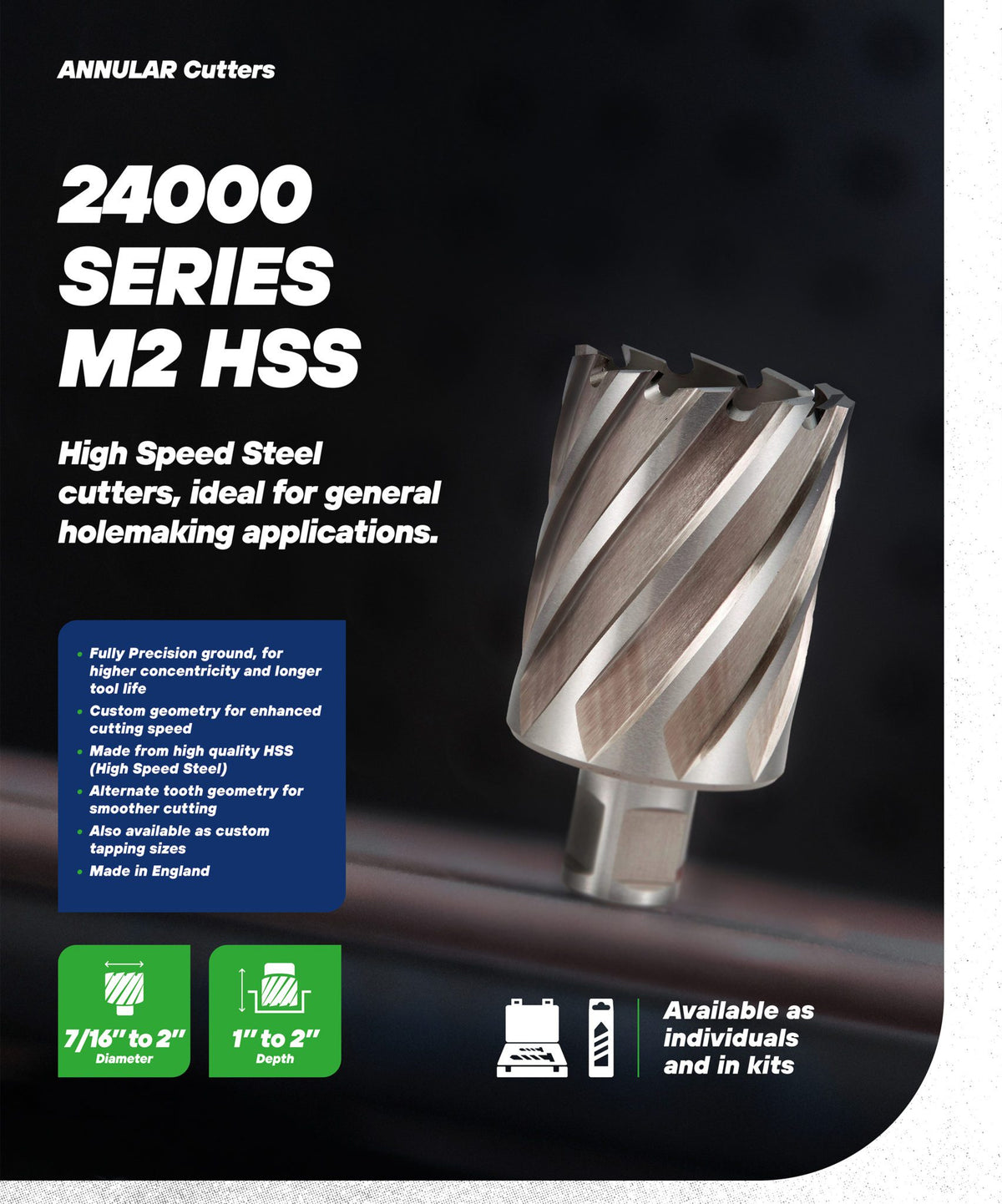 24000 Series M2 HSS Annular Cutter - 2 Inch Depth Unibor