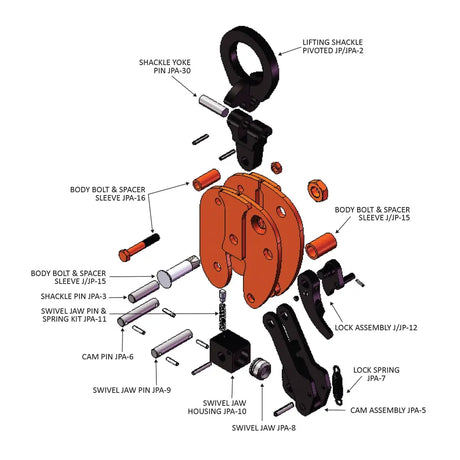 Caldwell Model JP Vertical 90° Side Pull Locking Lifting Clamp Caldwell