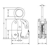 Caldwell Model JP Vertical 90° Side Pull Locking Lifting Clamp Caldwell