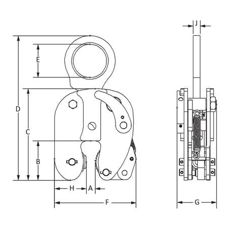 Caldwell Model JP Vertical 90° Side Pull Locking Lifting Clamp Caldwell