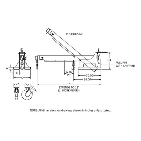 Caldwell Model PB Telescopic Pivoting Fork Lift Boom Caldwell
