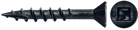LOK WOOD SCREWS- SQUARE FLAT WITH NIBS COARSE TYPE 17 (BLACK OXIDE) Daggerz