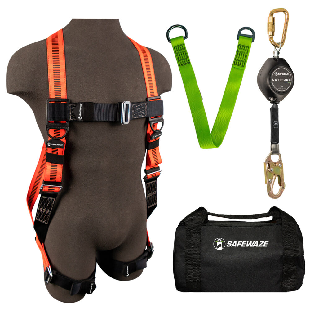 V-Line Bag Kit: FS99280-E Harness, FS-FSP1411-W SRL-P, FS811-6 Anchor, FS8125 Bag Safewaze