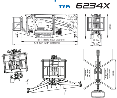 Trailer Mounted Boom/Bucket Rotating Lift - TM6234 Gas Europelift