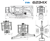 Trailer Mounted Boom/Bucket Rotating Lift - TM6234 Gas Europelift