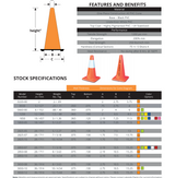 28 Inch Traffic Cones - Thick Base - 200 Pieces