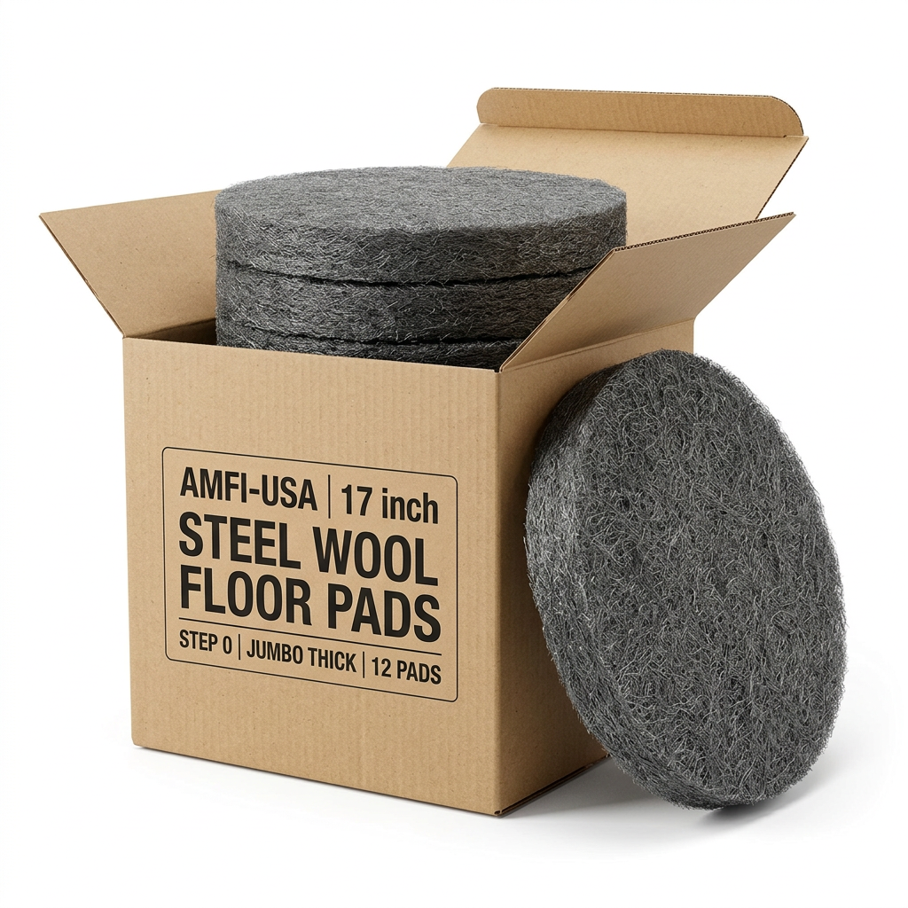 Amfi-USA 17" Diameter Steel Wool Floor Pads