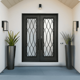 Athena Double Doors sku-42111694209217 Custom Iron Door Pros 72 x 96 Black Clear
