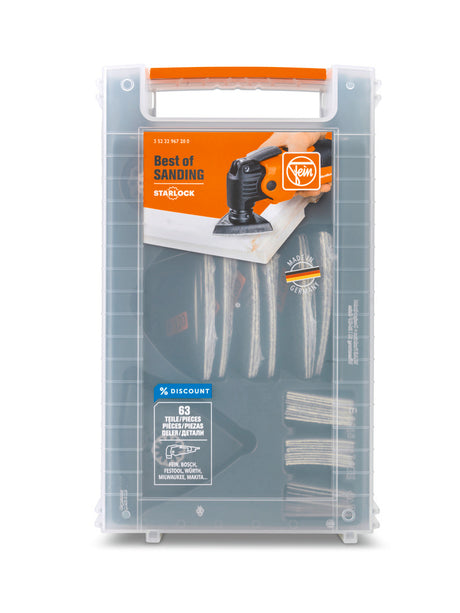 FEIN Best of Starlock Sanding Kit with Assorted Backing Pads and Sanding Sheets 63 Pcs. FEIN