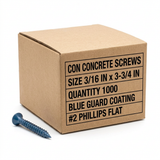 CON CONCRETE SCREWS - PHILLIPS FLAT (BLUE GUARD COATING) - #2 Phillips CONFB0316334 Daggerz 3/16" x 3-3/4" (Box of 1000)