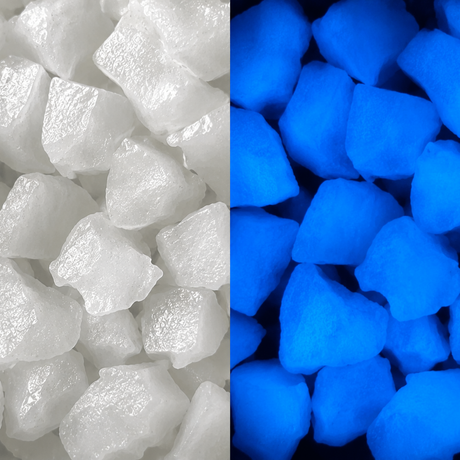 Glow in the Dark Terrazzo Glass TGBLUEZ2 American Specialty Glass Blue Glow #2 50 LBS