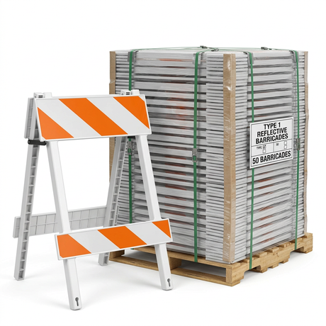 Barricade w/Reflective - Type 1 - Pallet of 50 Barricades Mutual Industries