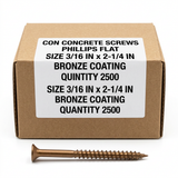 CON CONCRETE SCREWS - PHILLIPS FLAT ( BRONZE & WHITE COATING)