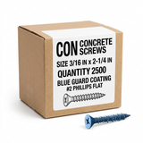 CON CONCRETE SCREWS - PHILLIPS FLAT (BLUE GUARD COATING) - #2 Phillips CONFB0316214 Daggerz 3/16" x 2-1/4" (Box of 2500)