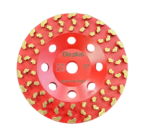 Dia Plus Vacuum Brazed Cup Wheel for Grinding Concrete, Epoxy, and Coatings VBCW5-T Dia Plus 5" Thread 5/8"-11