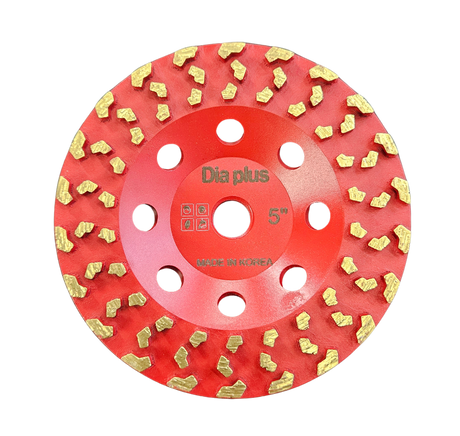 Dia Plus Vacuum Brazed Cup Wheel for Grinding Concrete, Epoxy, and Coatings VBCW5-T Dia Plus 5" Thread 5/8"-11