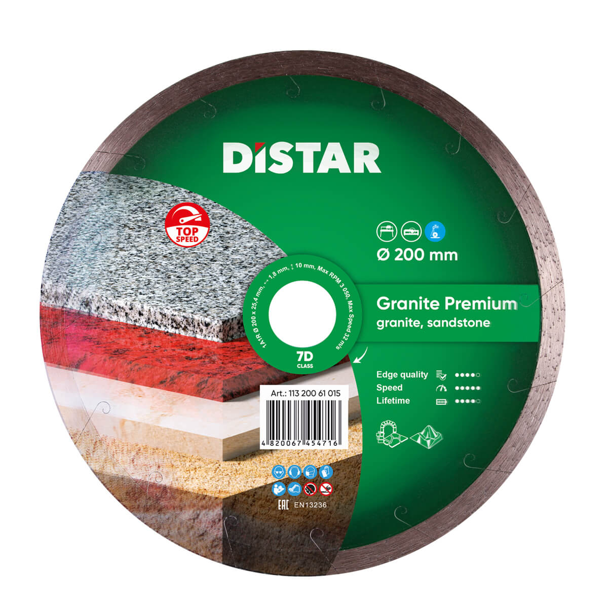 Diamond Cutting Blade 1A1R Granite Premium 11320061015 Distar 8"