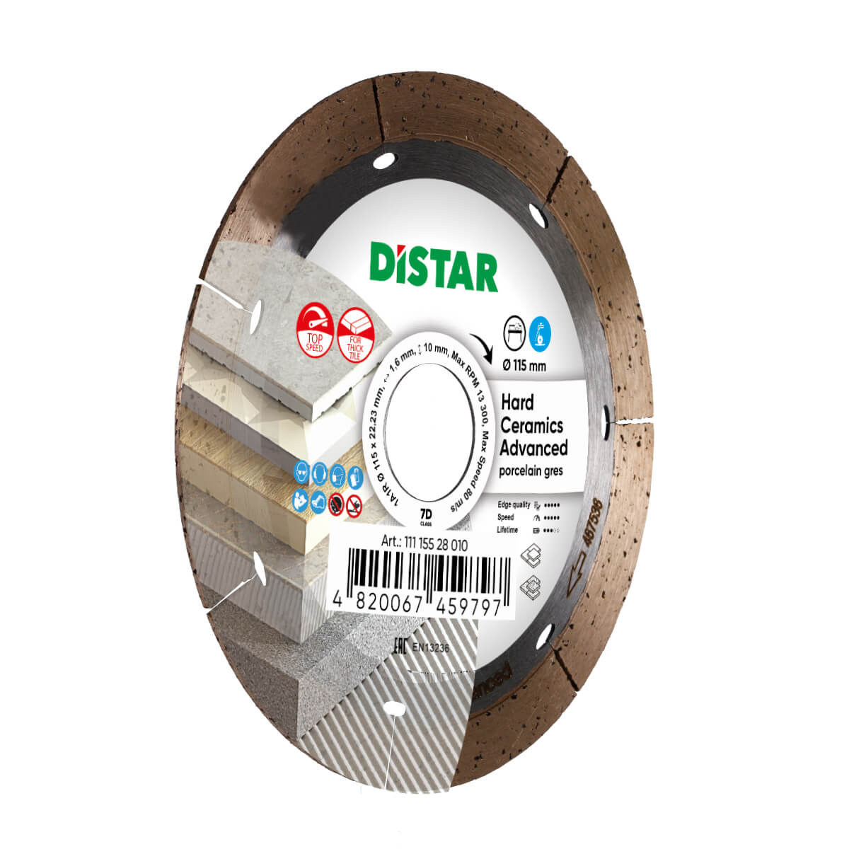 Diamond Cutting Blade 1A1R 4.5" Hard Ceramics Advanced Distar
