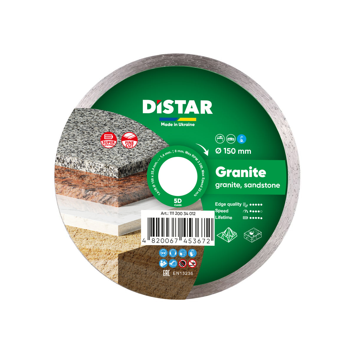 Diamond Cutting Blade 1A1R Granite 11120034012 Distar 6"