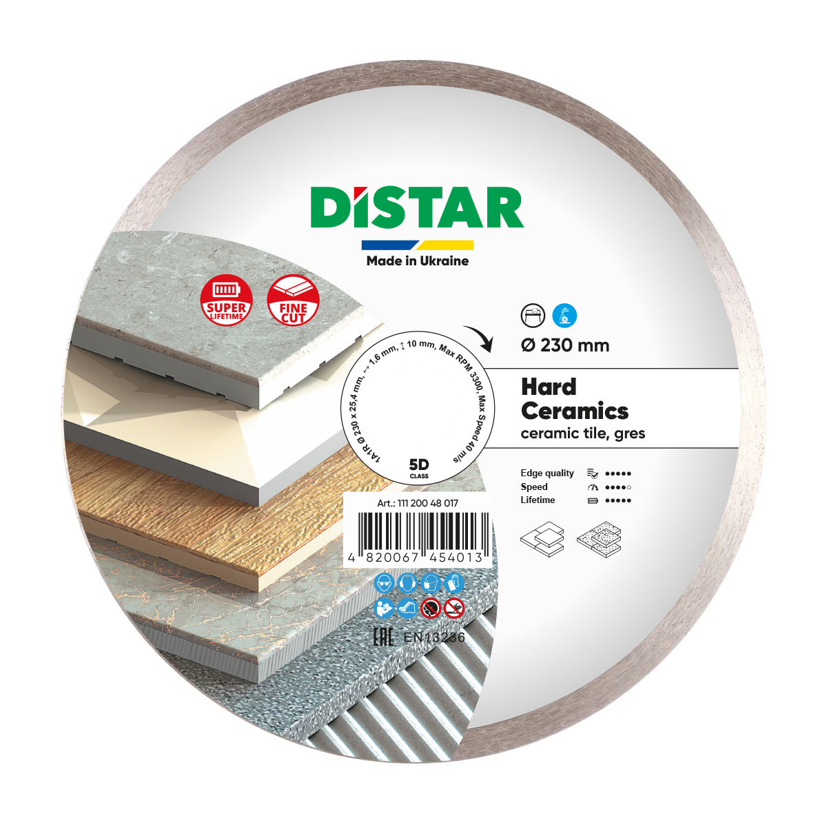 Diamond Cutting Blade 1A1R Hard Ceramics 11120048017 Distar 9"