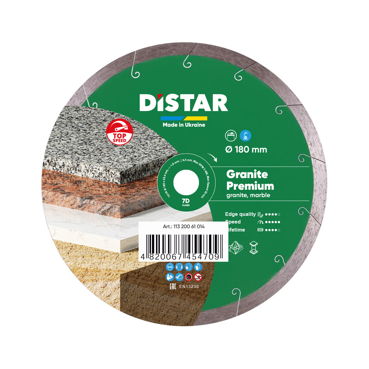 Diamond Cutting Blade 1A1R Granite Premium 11320061014 Distar 7"