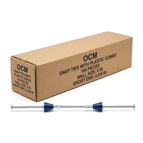 Snap Ties with Plastic Cones (100 Pieces) STSEC-8 OCM Short End (4-3/4") 8"