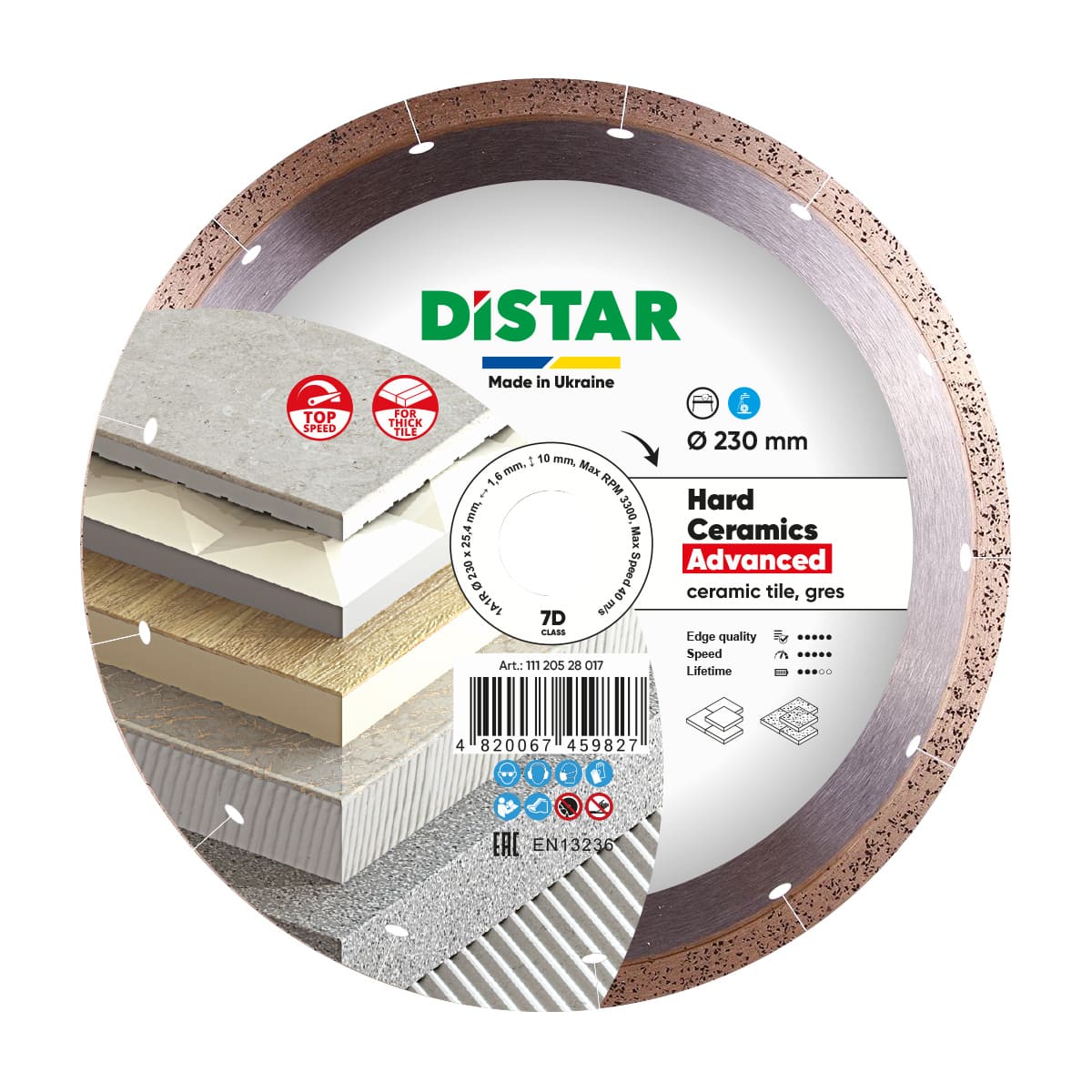 Diamond Cutting Blade 1A1R Hard Ceramics Advanced 11120528017 Distar 9"