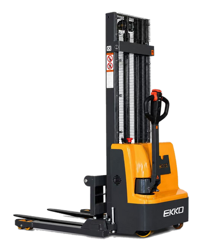 Full Powered Electric Straddle Stacker - German AC Motor with 3,000 lb Capacity at 145.67" Lift Height EKKO