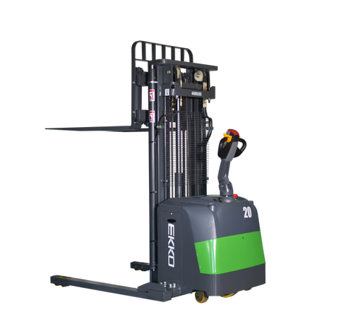 Lithium Electric Straddle Stacker EB20CS with 189" Lift Height and Lithium EKKO