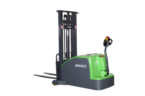 Lithium Counterbalanced Walkie Stacker with Side Shifting - Triple Mast with 3,000 lb Capacity at 189" Lift Height EKKO