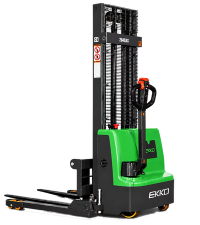 Lithium Iron Phosphate Electric Straddle Stacker - 2640 lb Capacity with 72" Low-Profile Mast EKKO