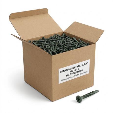 CEMENT BOARD SELF DRILL SCREWS - #8 CMSD08158 Daggerz 1-5/8"- Box of 4000 Screws