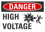Danger OSHA Sign: High Voltage With Graphics