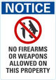 OSHA Notice Sign: No Firearms Or Weapons Allowed On This Property Lyle Signs