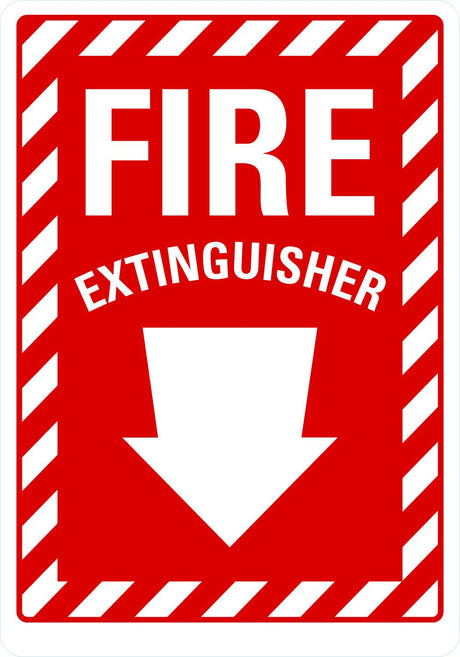 Fire Extinguisher Sign: Fire Extinguisher (With Down Arrow) - 5" x 7" Vinyl Lyle Signs