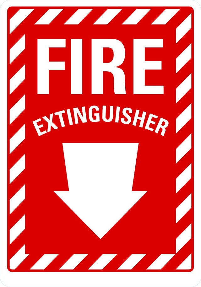 Fire Extinguisher Sign: Fire Extinguisher (With Down Arrow) - 5" x 7" Vinyl Lyle Signs
