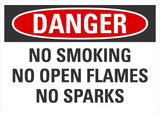 Danger OSHA Sign: No Smoking, No Open Flames, No Sparks Lyle Signs