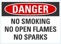 Danger OSHA Sign: No Smoking, No Open Flames, No Sparks Lyle Signs