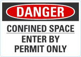 Danger OSHA Sign: Confined Space - Enter By Permit Only (Plastic 7" x 10") Lyle Signs