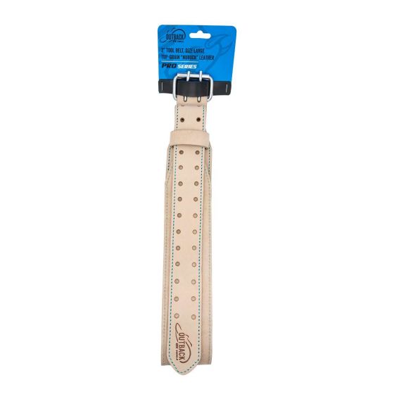 OX Pro 3-Inch White Leather Tool Belt - Large 35" to 46" - Ox Tools