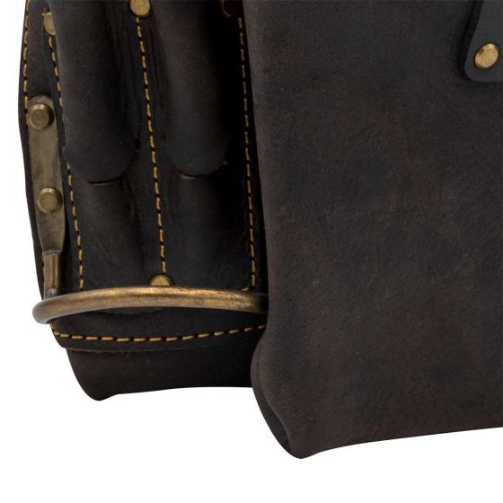 OX Pro Oil Tanned Leather Fastener Pouch with Left Handed Hammer Holder Ox Tools