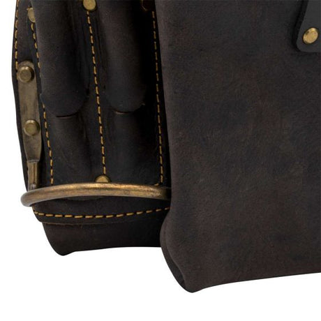 OX Pro Oil Tanned Leather Fastener Pouch with Left Handed Hammer Holder Ox Tools