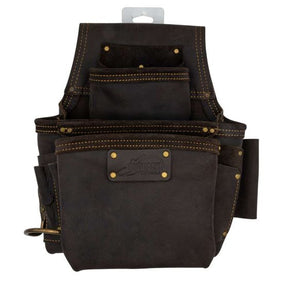 OX Pro Oil Tanned Leather Fastener Pouch with Left Handed Hammer Holder Ox Tools