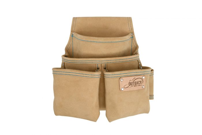 OX Trade 4-Pocket Fastener Pouch, Suede Leather Ox Tools