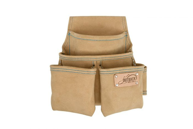 OX Trade 4-Pocket Fastener Pouch, Suede Leather Ox Tools