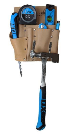 OX Trade Series 6 Pocket Drywall Tool Pouch, Suede Leather - Ox Tools