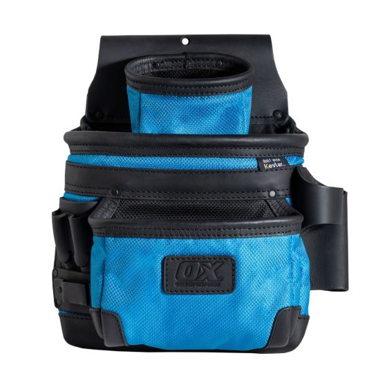 OX Ultimate 3-Pocket Leather & Nylon Fastener Pouch w/ Kevlar Reinforcement Ox Tools